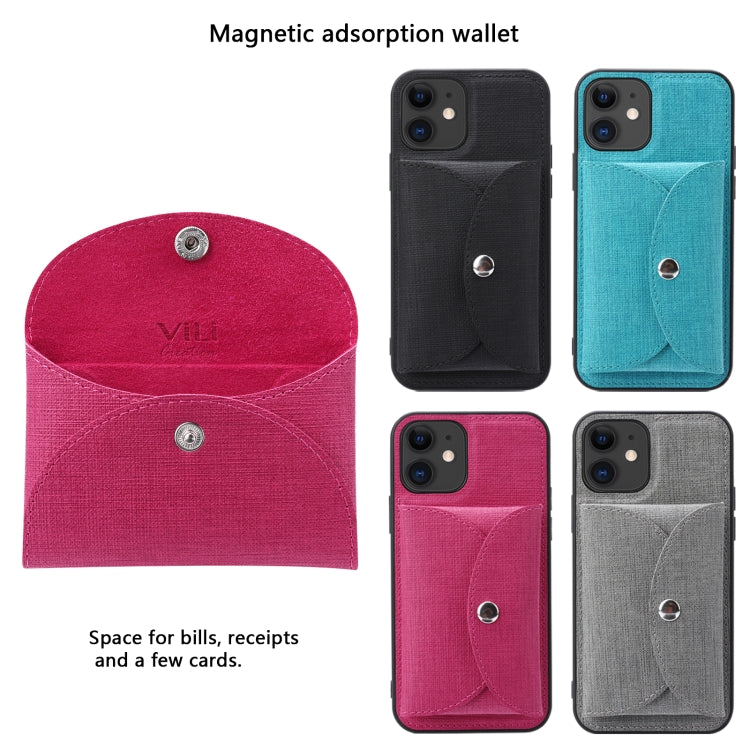 For iPhone 12 Pro ViLi T Series TPU + PU Woven Fabric Magnetic Protective Case with Wallet(Rose Red) - iPhone 12 / 12 Pro Cases by ViLi | Online Shopping UK | buy2fix