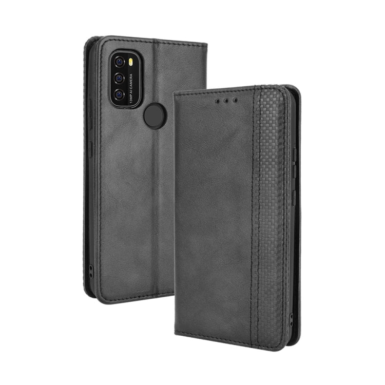 For Blackview A70 (2021) Magnetic Buckle Retro Crazy Horse Texture Horizontal Flip Leather Case with Holder & Card Slots & Photo Frame(Black) - More Brand by buy2fix | Online Shopping UK | buy2fix