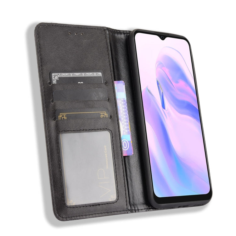 For Blackview A70 (2021) Magnetic Buckle Retro Crazy Horse Texture Horizontal Flip Leather Case with Holder & Card Slots & Photo Frame(Black) - More Brand by buy2fix | Online Shopping UK | buy2fix