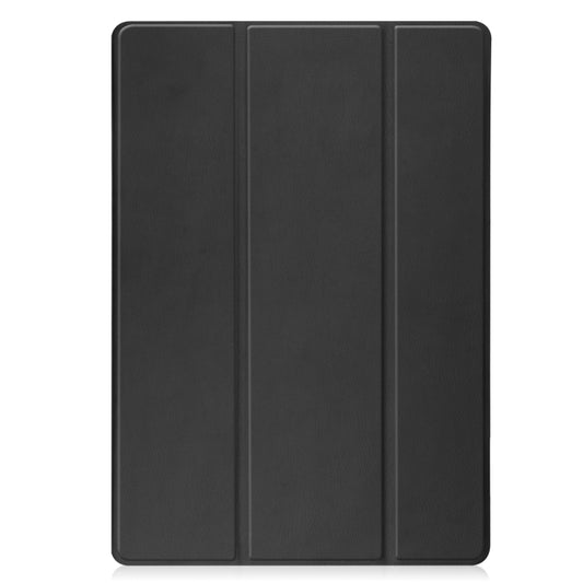 For Samsung Galaxy Tab S7 Lite T730 / T735 / Tab S7 FE T736 Pure Color Horizontal Flip TPU + PU Leather Case with Three-folding Holder & Sleep / Wake-up Function & Pen Slot(Black) by buy2fix