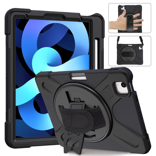 Shockproof Colorful Silicone + PC Protective Case with Holder & Shoulder Strap & Hand Strap For iPad Pro 11 2022 / 2021 / 2020 / 2018 /  Air 4 2020 (Black) - iPad Air (2022) / (2020) 10.9 Cases by buy2fix | Online Shopping UK | buy2fix