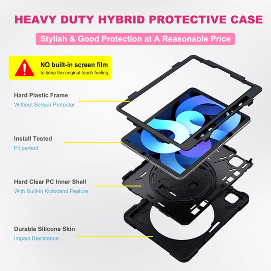 Shockproof Colorful Silicone + PC Protective Case with Holder & Shoulder Strap & Hand Strap For iPad Pro 11 2022 / 2021 / 2020 / 2018 /  Air 4 2020 (Black) - iPad Air (2022) / (2020) 10.9 Cases by buy2fix | Online Shopping UK | buy2fix