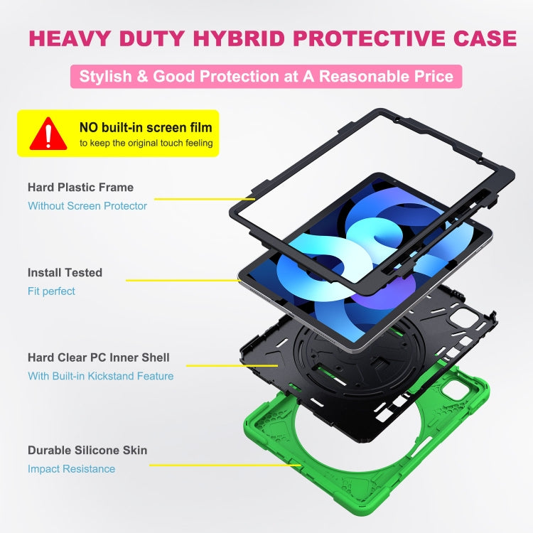 Shockproof Colorful Silicone + PC Protective Case with Holder & Shoulder Strap & Hand Strap For iPad Pro 11 2022 / 2021 / 2020 / 2018 /  Air 4 2020 (Green) - iPad Air (2022) / (2020) 10.9 Cases by buy2fix | Online Shopping UK | buy2fix