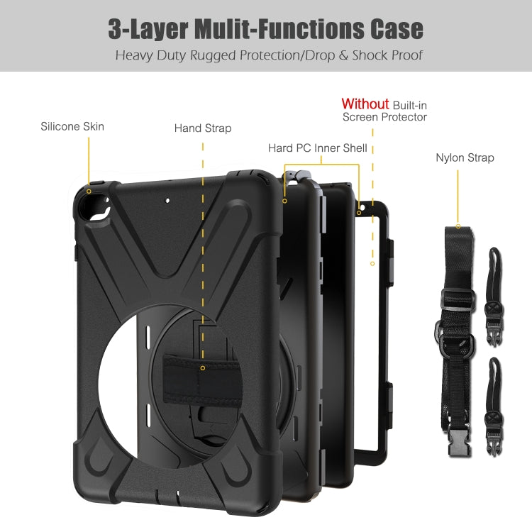 Shockproof Colorful Silicone + PC Protective Case with Holder & Shoulder Strap & Hand Strap For iPad Mini 4 / Mini (2019)(Black) - iPad Mini 4 & 3 & 2 & 1 Cases by buy2fix | Online Shopping UK | buy2fix