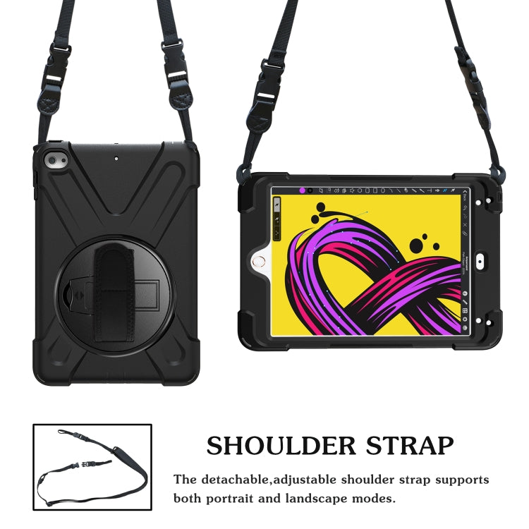 Shockproof Colorful Silicone + PC Protective Case with Holder & Shoulder Strap & Hand Strap For iPad Mini 4 / Mini (2019)(Black) - iPad Mini 4 & 3 & 2 & 1 Cases by buy2fix | Online Shopping UK | buy2fix