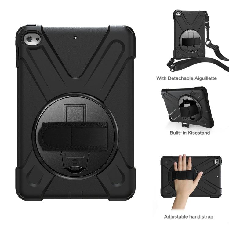 Shockproof Colorful Silicone + PC Protective Case with Holder & Shoulder Strap & Hand Strap For iPad Mini 4 / Mini (2019)(Black) - iPad Mini 4 & 3 & 2 & 1 Cases by buy2fix | Online Shopping UK | buy2fix