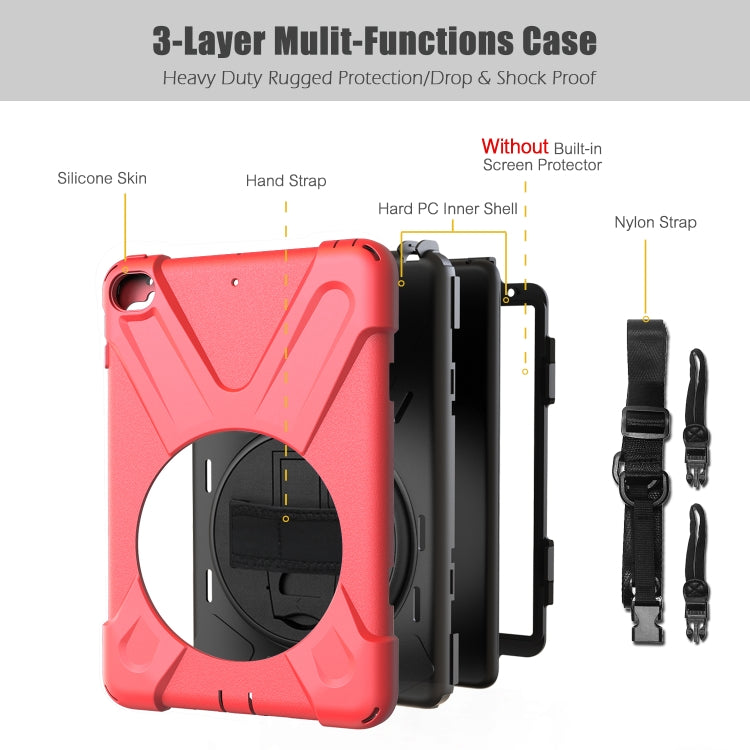 Shockproof Colorful Silicone + PC Protective Case with Holder & Shoulder Strap & Hand Strap For iPad Mini 4 / Mini (2019)(Red) - iPad Mini 4 & 3 & 2 & 1 Cases by buy2fix | Online Shopping UK | buy2fix
