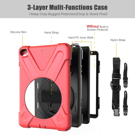 Shockproof Colorful Silicone + PC Protective Case with Holder & Shoulder Strap & Hand Strap For iPad Mini 4 / Mini (2019)(Red) - iPad Mini 4 & 3 & 2 & 1 Cases by buy2fix | Online Shopping UK | buy2fix