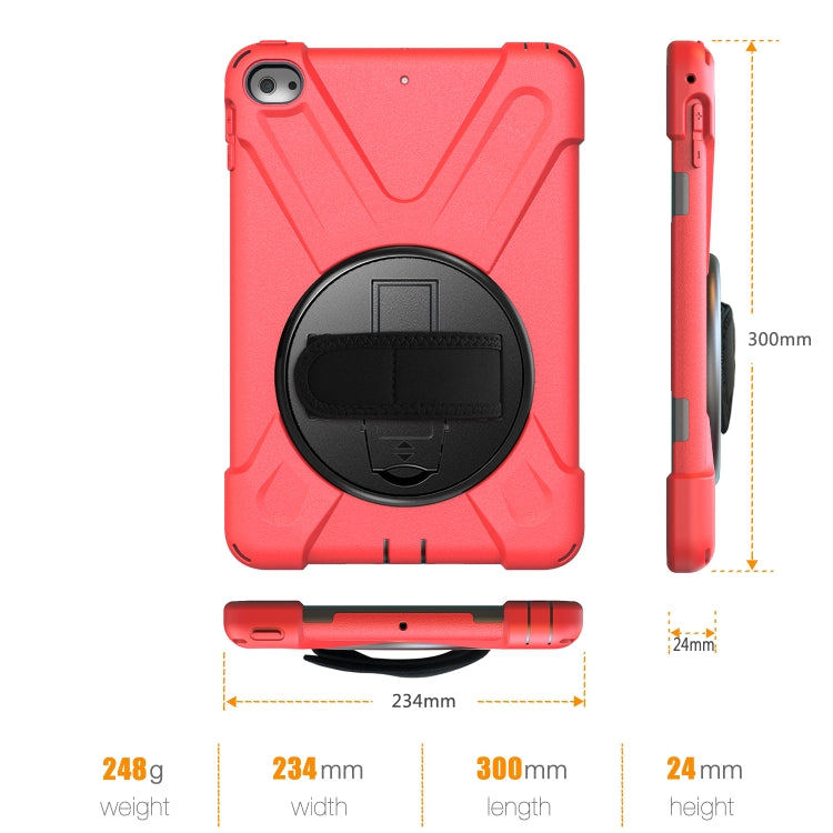 Shockproof Colorful Silicone + PC Protective Case with Holder & Shoulder Strap & Hand Strap For iPad Mini 4 / Mini (2019)(Red) - iPad Mini 4 & 3 & 2 & 1 Cases by buy2fix | Online Shopping UK | buy2fix