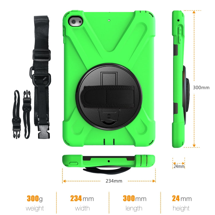 Shockproof Colorful Silicone + PC Protective Case with Holder & Shoulder Strap & Hand Strap For iPad Mini 4 / Mini (2019)(Green) - iPad Mini 4 & 3 & 2 & 1 Cases by buy2fix | Online Shopping UK | buy2fix