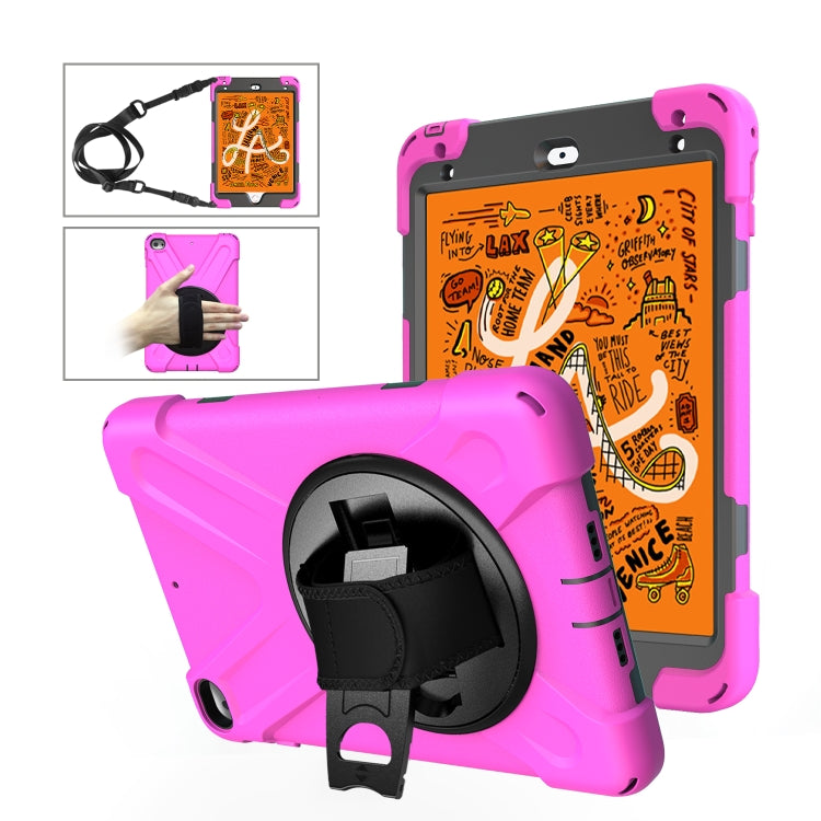 Shockproof Colorful Silicone + PC Protective Case with Holder & Shoulder Strap & Hand Strap For iPad Mini 4 / Mini (2019)(Rose Red) - iPad Mini 4 & 3 & 2 & 1 Cases by buy2fix | Online Shopping UK | buy2fix