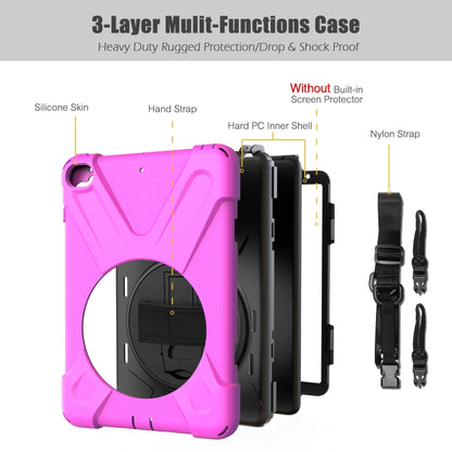 Shockproof Colorful Silicone + PC Protective Case with Holder & Shoulder Strap & Hand Strap For iPad Mini 4 / Mini (2019)(Rose Red) - iPad Mini 4 & 3 & 2 & 1 Cases by buy2fix | Online Shopping UK | buy2fix