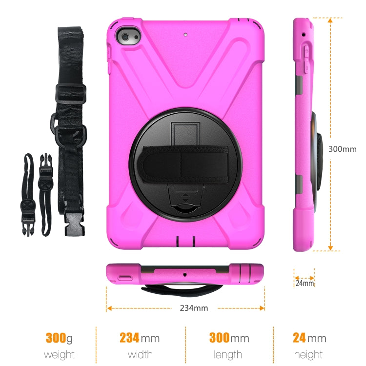 Shockproof Colorful Silicone + PC Protective Case with Holder & Shoulder Strap & Hand Strap For iPad Mini 4 / Mini (2019)(Rose Red) - iPad Mini 4 & 3 & 2 & 1 Cases by buy2fix | Online Shopping UK | buy2fix