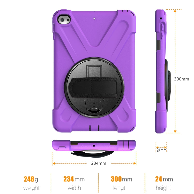 Shockproof Colorful Silicone + PC Protective Case with Holder & Shoulder Strap & Hand Strap For iPad Mini 4 / Mini (2019)(Purple) - iPad Mini 4 & 3 & 2 & 1 Cases by buy2fix | Online Shopping UK | buy2fix