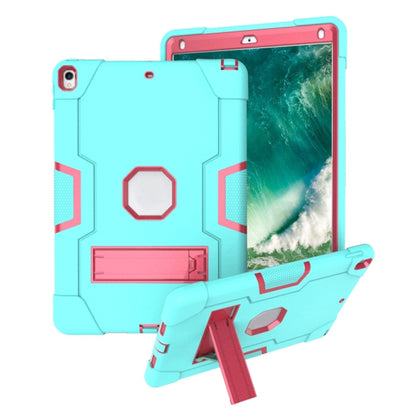 Contrast Color Robot Shockproof Silicone + PC Protective Case with Holder For iPad Pro 10.5 inch (2017) / Air 10.5 (2019)(Mint Green + Rose Red) - iPad Pro 10.5 inch Cases by buy2fix | Online Shopping UK | buy2fix