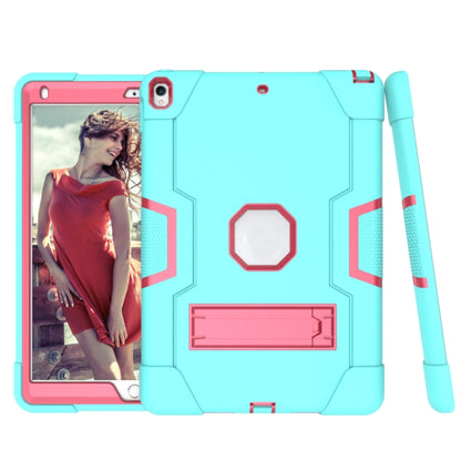 Contrast Color Robot Shockproof Silicone + PC Protective Case with Holder For iPad Pro 10.5 inch (2017) / Air 10.5 (2019)(Mint Green + Rose Red) - iPad Pro 10.5 inch Cases by buy2fix | Online Shopping UK | buy2fix