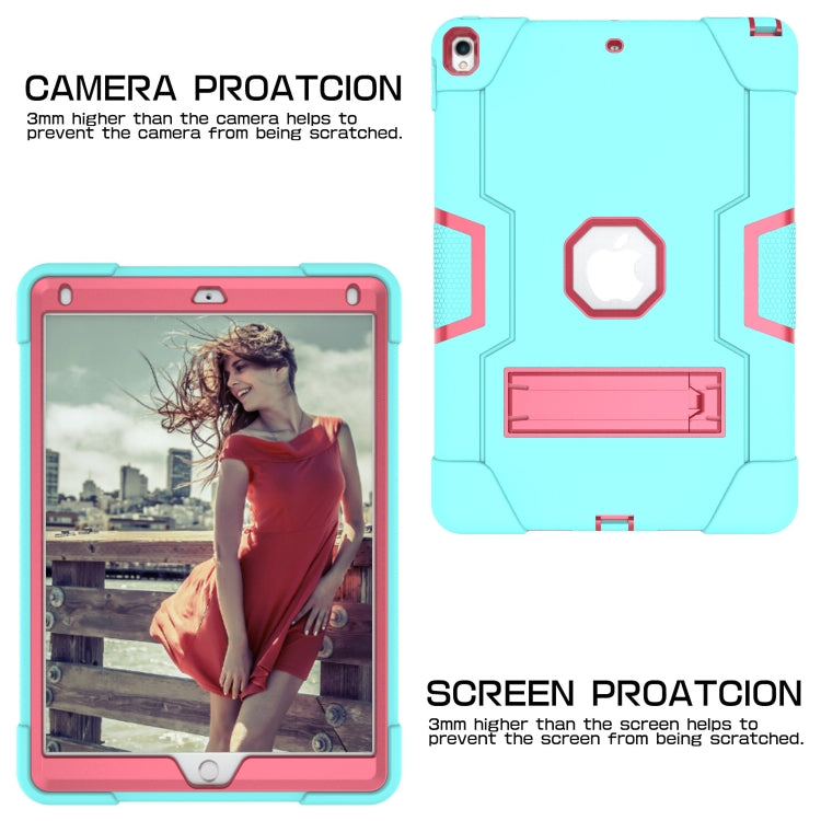 Contrast Color Robot Shockproof Silicone + PC Protective Case with Holder For iPad Pro 10.5 inch (2017) / Air 10.5 (2019)(Mint Green + Rose Red) - iPad Pro 10.5 inch Cases by buy2fix | Online Shopping UK | buy2fix