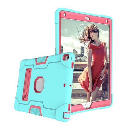 Contrast Color Robot Shockproof Silicone + PC Protective Case with Holder For iPad Pro 10.5 inch (2017) / Air 10.5 (2019)(Mint Green + Rose Red) - iPad Pro 10.5 inch Cases by buy2fix | Online Shopping UK | buy2fix