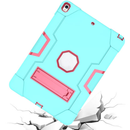 Contrast Color Robot Shockproof Silicone + PC Protective Case with Holder For iPad Pro 10.5 inch (2017) / Air 10.5 (2019)(Mint Green + Rose Red) - iPad Pro 10.5 inch Cases by buy2fix | Online Shopping UK | buy2fix