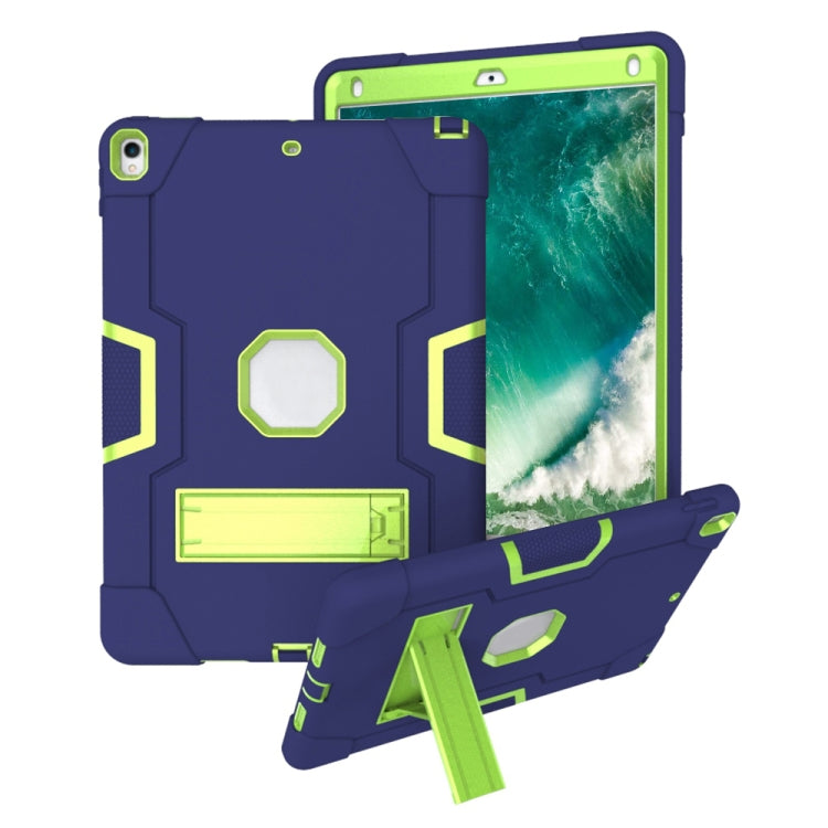 Contrast Color Robot Shockproof Silicone + PC Protective Case with Holder For iPad Pro 10.5 inch (2017) / Air 10.5 (2019)(Navy Blue + Yellow Green) - iPad Pro 10.5 inch Cases by buy2fix | Online Shopping UK | buy2fix