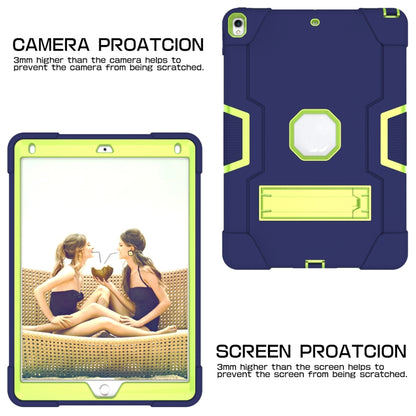 Contrast Color Robot Shockproof Silicone + PC Protective Case with Holder For iPad Pro 10.5 inch (2017) / Air 10.5 (2019)(Navy Blue + Yellow Green) - iPad Pro 10.5 inch Cases by buy2fix | Online Shopping UK | buy2fix