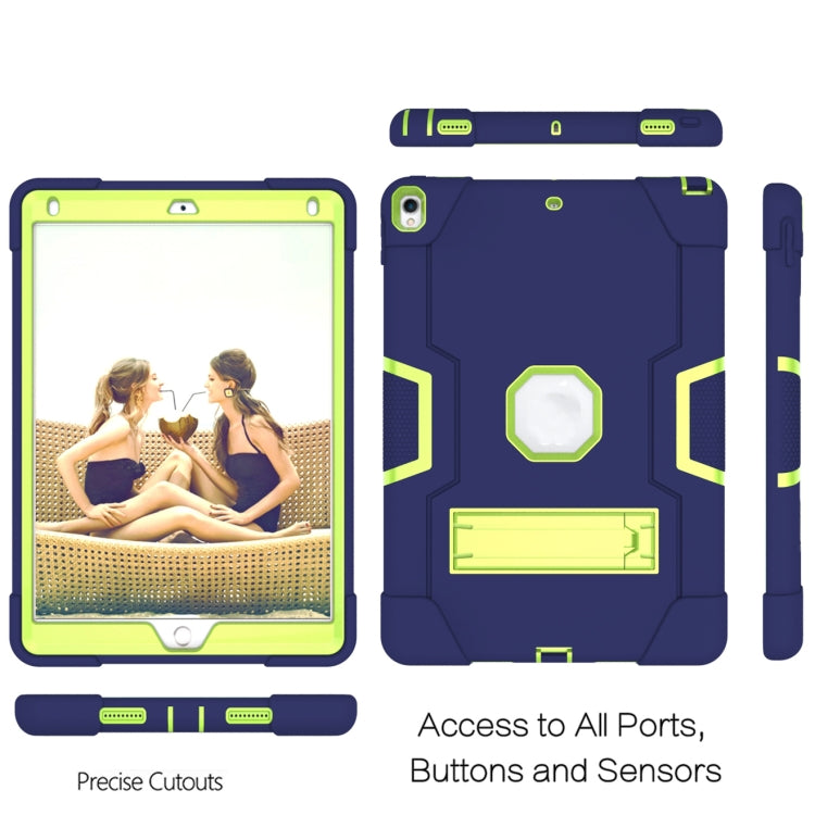 Contrast Color Robot Shockproof Silicone + PC Protective Case with Holder For iPad Pro 10.5 inch (2017) / Air 10.5 (2019)(Navy Blue + Yellow Green) - iPad Pro 10.5 inch Cases by buy2fix | Online Shopping UK | buy2fix