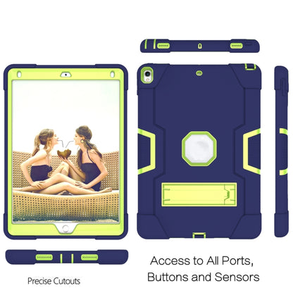 Contrast Color Robot Shockproof Silicone + PC Protective Case with Holder For iPad Pro 10.5 inch (2017) / Air 10.5 (2019)(Navy Blue + Yellow Green) - iPad Pro 10.5 inch Cases by buy2fix | Online Shopping UK | buy2fix