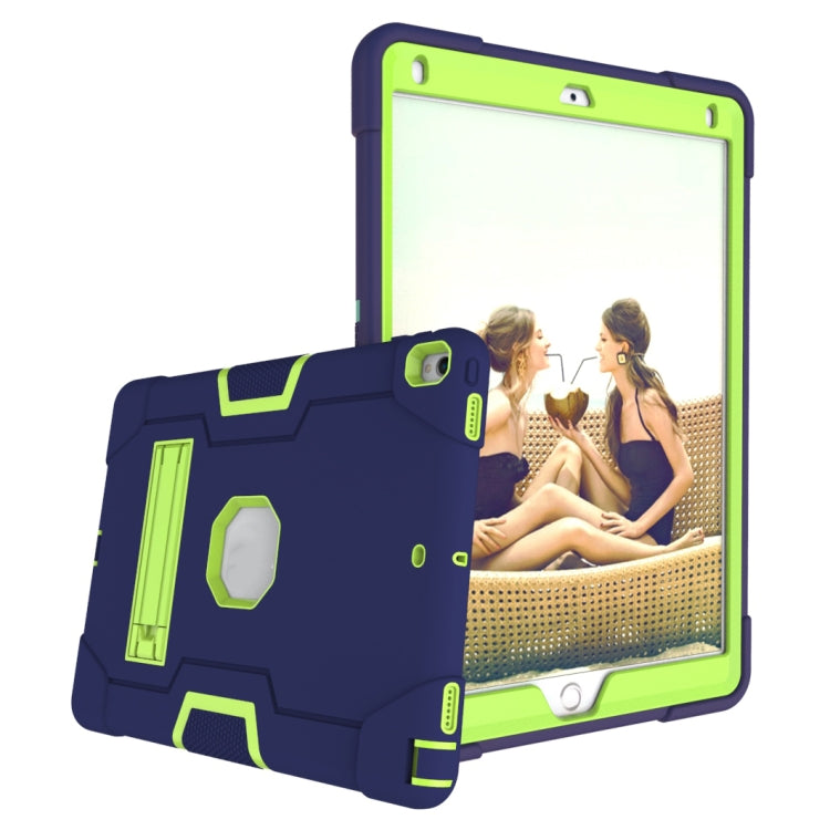 Contrast Color Robot Shockproof Silicone + PC Protective Case with Holder For iPad Pro 10.5 inch (2017) / Air 10.5 (2019)(Navy Blue + Yellow Green) - iPad Pro 10.5 inch Cases by buy2fix | Online Shopping UK | buy2fix