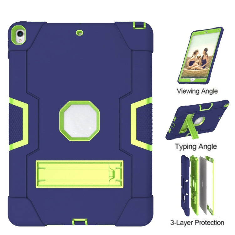 Contrast Color Robot Shockproof Silicone + PC Protective Case with Holder For iPad Pro 10.5 inch (2017) / Air 10.5 (2019)(Navy Blue + Yellow Green) - iPad Pro 10.5 inch Cases by buy2fix | Online Shopping UK | buy2fix