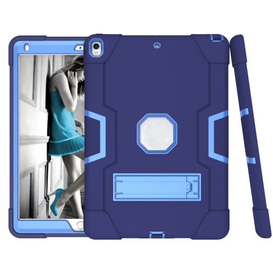 Contrast Color Robot Shockproof Silicone + PC Protective Case with Holder For iPad Pro 10.5 inch (2017) / Air 10.5 (2019)(Navy Blue + Blue) - iPad Pro 10.5 inch Cases by buy2fix | Online Shopping UK | buy2fix