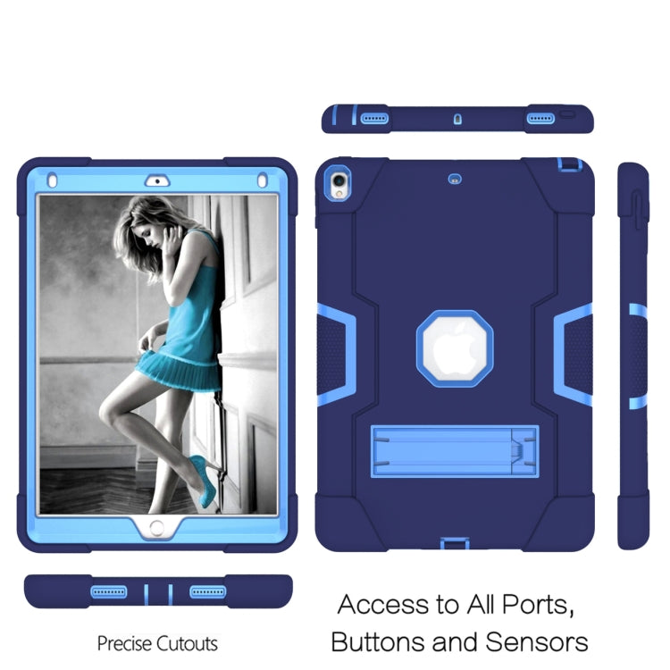 Contrast Color Robot Shockproof Silicone + PC Protective Case with Holder For iPad Pro 10.5 inch (2017) / Air 10.5 (2019)(Navy Blue + Blue) - iPad Pro 10.5 inch Cases by buy2fix | Online Shopping UK | buy2fix