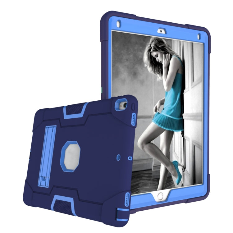 Contrast Color Robot Shockproof Silicone + PC Protective Case with Holder For iPad Pro 10.5 inch (2017) / Air 10.5 (2019)(Navy Blue + Blue) - iPad Pro 10.5 inch Cases by buy2fix | Online Shopping UK | buy2fix