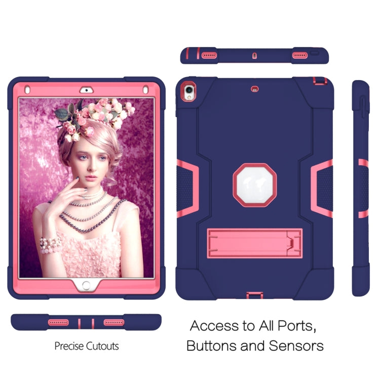 Contrast Color Robot Shockproof Silicone + PC Protective Case with Holder For iPad Pro 10.5 inch (2017) / Air 10.5 (2019)(Navy Blue + Rose Red) - iPad Pro 10.5 inch Cases by buy2fix | Online Shopping UK | buy2fix