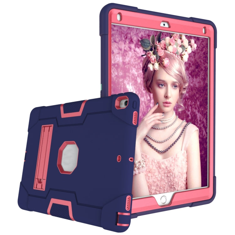 Contrast Color Robot Shockproof Silicone + PC Protective Case with Holder For iPad Pro 10.5 inch (2017) / Air 10.5 (2019)(Navy Blue + Rose Red) - iPad Pro 10.5 inch Cases by buy2fix | Online Shopping UK | buy2fix