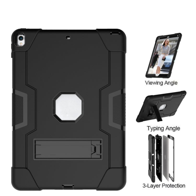 Contrast Color Robot Shockproof Silicone + PC Protective Case with Holder For iPad Pro 10.5 inch (2017) / Air 10.5 (2019)(Black) - iPad Pro 10.5 inch Cases by buy2fix | Online Shopping UK | buy2fix