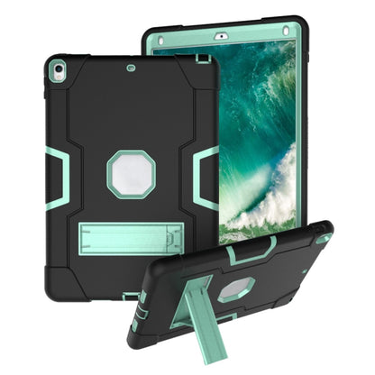 Contrast Color Robot Shockproof Silicone + PC Protective Case with Holder For iPad Pro 10.5 inch (2017) / Air 10.5 (2019)(Black + Mint Green) - iPad Pro 10.5 inch Cases by buy2fix | Online Shopping UK | buy2fix