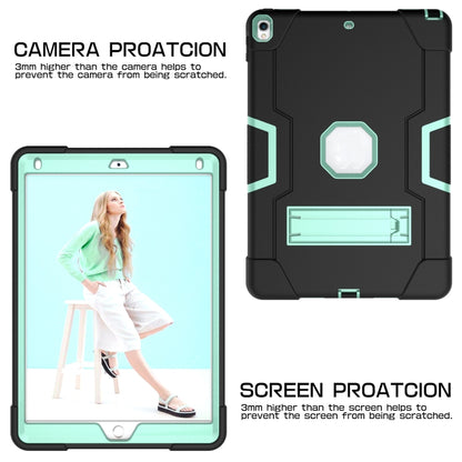 Contrast Color Robot Shockproof Silicone + PC Protective Case with Holder For iPad Pro 10.5 inch (2017) / Air 10.5 (2019)(Black + Mint Green) - iPad Pro 10.5 inch Cases by buy2fix | Online Shopping UK | buy2fix