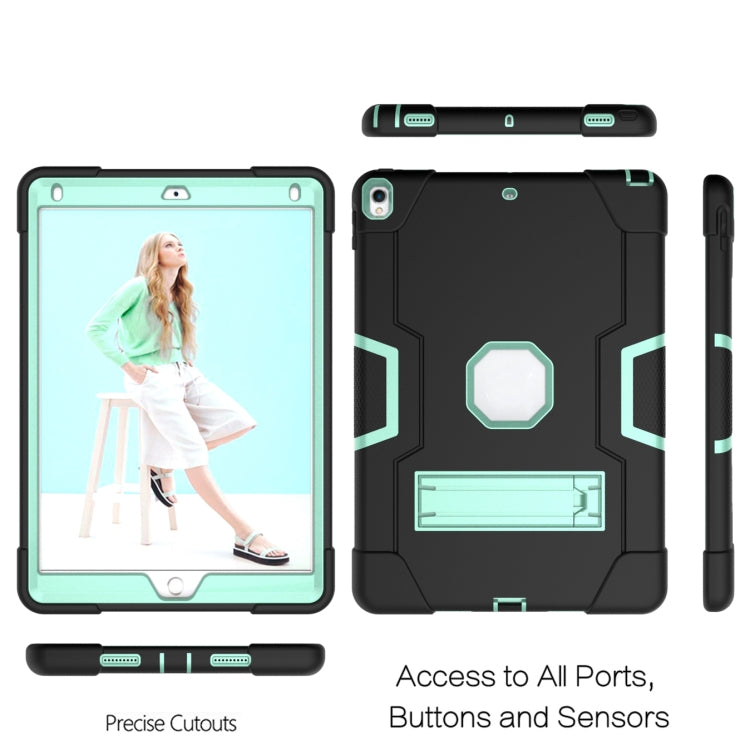Contrast Color Robot Shockproof Silicone + PC Protective Case with Holder For iPad Pro 10.5 inch (2017) / Air 10.5 (2019)(Black + Mint Green) - iPad Pro 10.5 inch Cases by buy2fix | Online Shopping UK | buy2fix