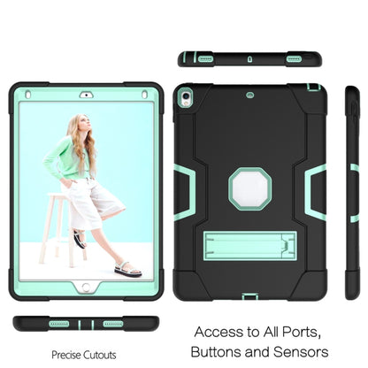 Contrast Color Robot Shockproof Silicone + PC Protective Case with Holder For iPad Pro 10.5 inch (2017) / Air 10.5 (2019)(Black + Mint Green) - iPad Pro 10.5 inch Cases by buy2fix | Online Shopping UK | buy2fix