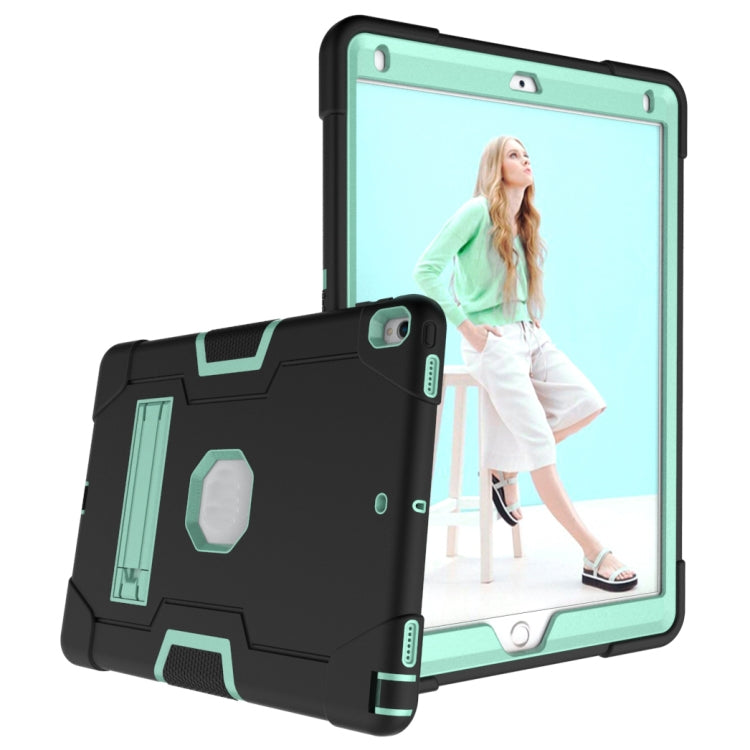 Contrast Color Robot Shockproof Silicone + PC Protective Case with Holder For iPad Pro 10.5 inch (2017) / Air 10.5 (2019)(Black + Mint Green) - iPad Pro 10.5 inch Cases by buy2fix | Online Shopping UK | buy2fix