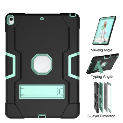 Contrast Color Robot Shockproof Silicone + PC Protective Case with Holder For iPad Pro 10.5 inch (2017) / Air 10.5 (2019)(Black + Mint Green) - iPad Pro 10.5 inch Cases by buy2fix | Online Shopping UK | buy2fix