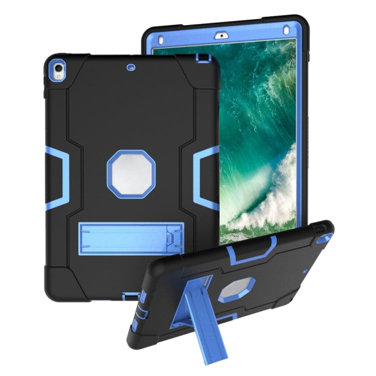 Contrast Color Robot Shockproof Silicone + PC Protective Case with Holder For iPad Pro 10.5 inch (2017) / Air 10.5 (2019)(Black + Blue) - iPad Pro 10.5 inch Cases by buy2fix | Online Shopping UK | buy2fix