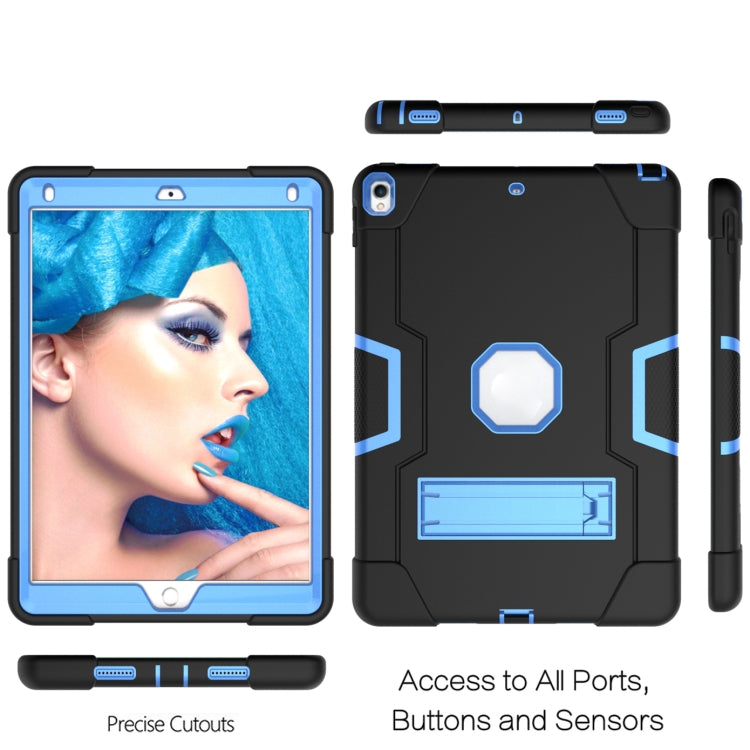 Contrast Color Robot Shockproof Silicone + PC Protective Case with Holder For iPad Pro 10.5 inch (2017) / Air 10.5 (2019)(Black + Blue) - iPad Pro 10.5 inch Cases by buy2fix | Online Shopping UK | buy2fix