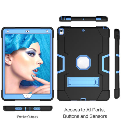 Contrast Color Robot Shockproof Silicone + PC Protective Case with Holder For iPad Pro 10.5 inch (2017) / Air 10.5 (2019)(Black + Blue) - iPad Pro 10.5 inch Cases by buy2fix | Online Shopping UK | buy2fix