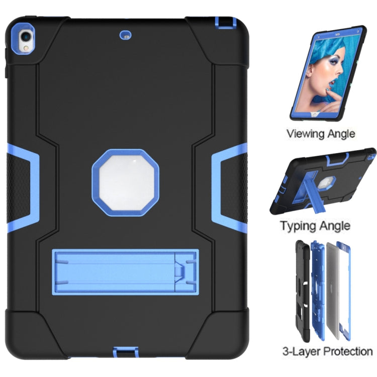 Contrast Color Robot Shockproof Silicone + PC Protective Case with Holder For iPad Pro 10.5 inch (2017) / Air 10.5 (2019)(Black + Blue) - iPad Pro 10.5 inch Cases by buy2fix | Online Shopping UK | buy2fix
