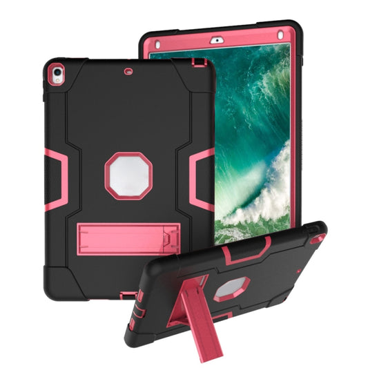Contrast Color Robot Shockproof Silicone + PC Protective Case with Holder For iPad Pro 10.5 inch (2017) / Air 10.5 (2019)(Black + Rose Red) - iPad Pro 10.5 inch Cases by buy2fix | Online Shopping UK | buy2fix