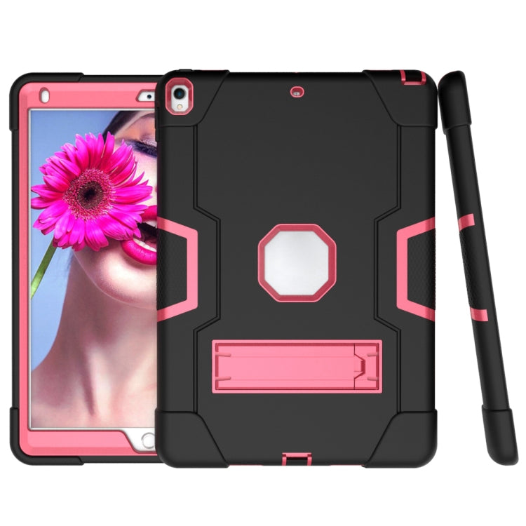 Contrast Color Robot Shockproof Silicone + PC Protective Case with Holder For iPad Pro 10.5 inch (2017) / Air 10.5 (2019)(Black + Rose Red) - iPad Pro 10.5 inch Cases by buy2fix | Online Shopping UK | buy2fix