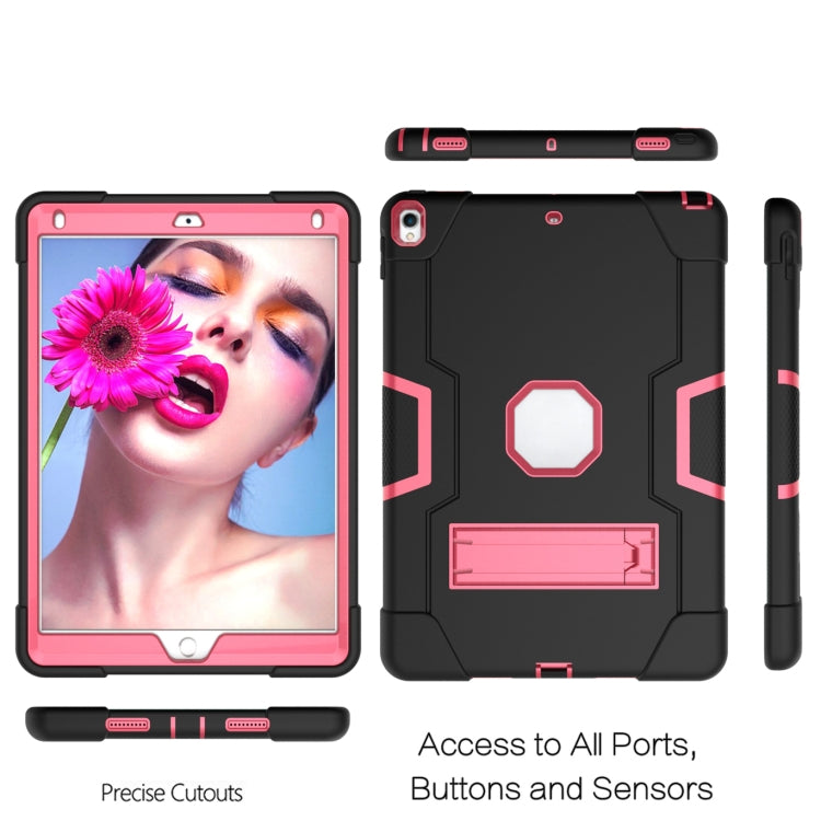 Contrast Color Robot Shockproof Silicone + PC Protective Case with Holder For iPad Pro 10.5 inch (2017) / Air 10.5 (2019)(Black + Rose Red) - iPad Pro 10.5 inch Cases by buy2fix | Online Shopping UK | buy2fix