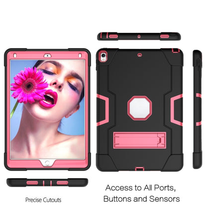 Contrast Color Robot Shockproof Silicone + PC Protective Case with Holder For iPad Pro 10.5 inch (2017) / Air 10.5 (2019)(Black + Rose Red) - iPad Pro 10.5 inch Cases by buy2fix | Online Shopping UK | buy2fix
