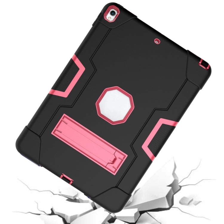 Contrast Color Robot Shockproof Silicone + PC Protective Case with Holder For iPad Pro 10.5 inch (2017) / Air 10.5 (2019)(Black + Rose Red) - iPad Pro 10.5 inch Cases by buy2fix | Online Shopping UK | buy2fix